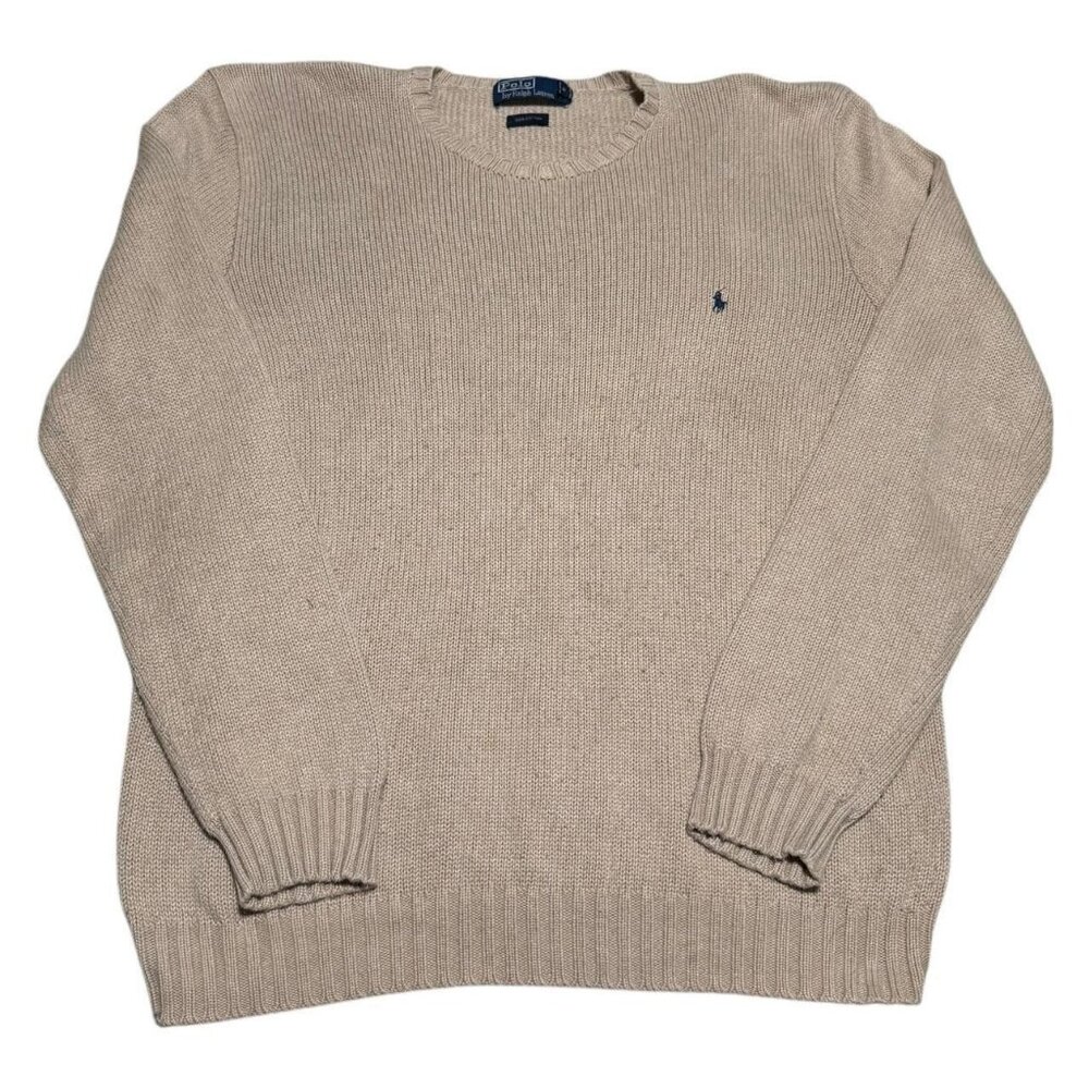 Vintage Polo Ralph Lauren Hong Kong Cotton Tan Stained Sweater Men's XL